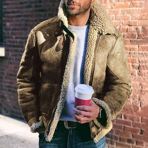 Men's jacket faux leather velvet